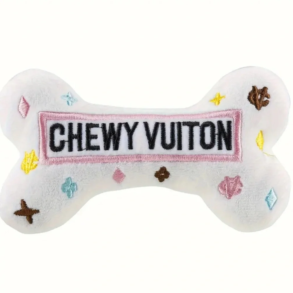 NEW Luxury Chewy Vuiton Dog Toy Bone